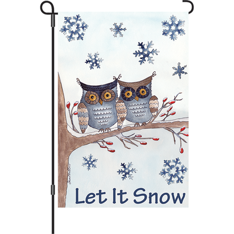 12 in. Christmas Garden Flag - Owls in the Snow