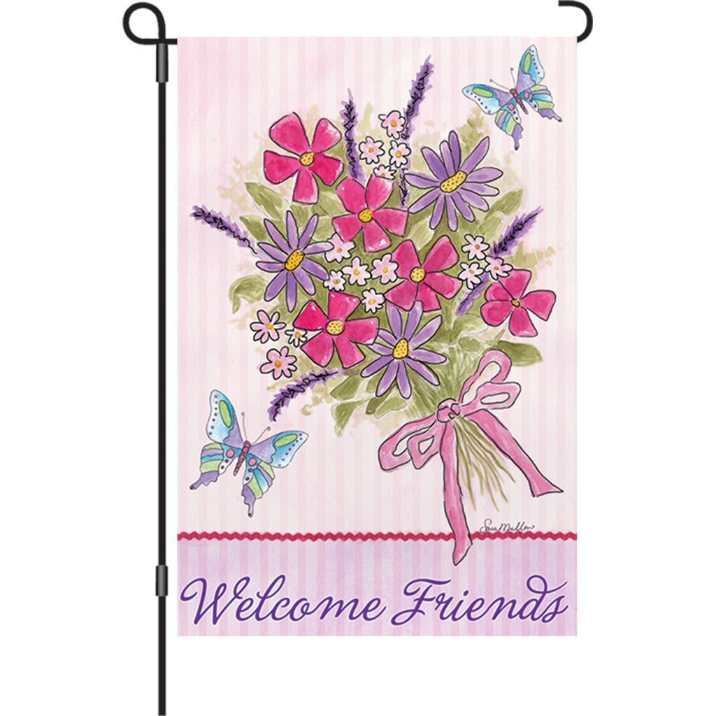 12 in. Welcome Garden Flag - Bouquet for Friends