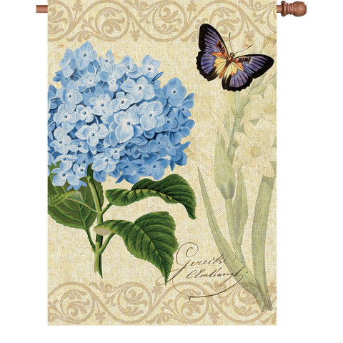 28 in. Vintage House Flag - Botanical Fresh Blue