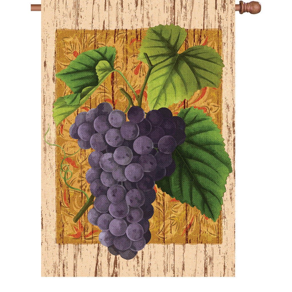 28 in. Vineyard House Flag - Grape Vine