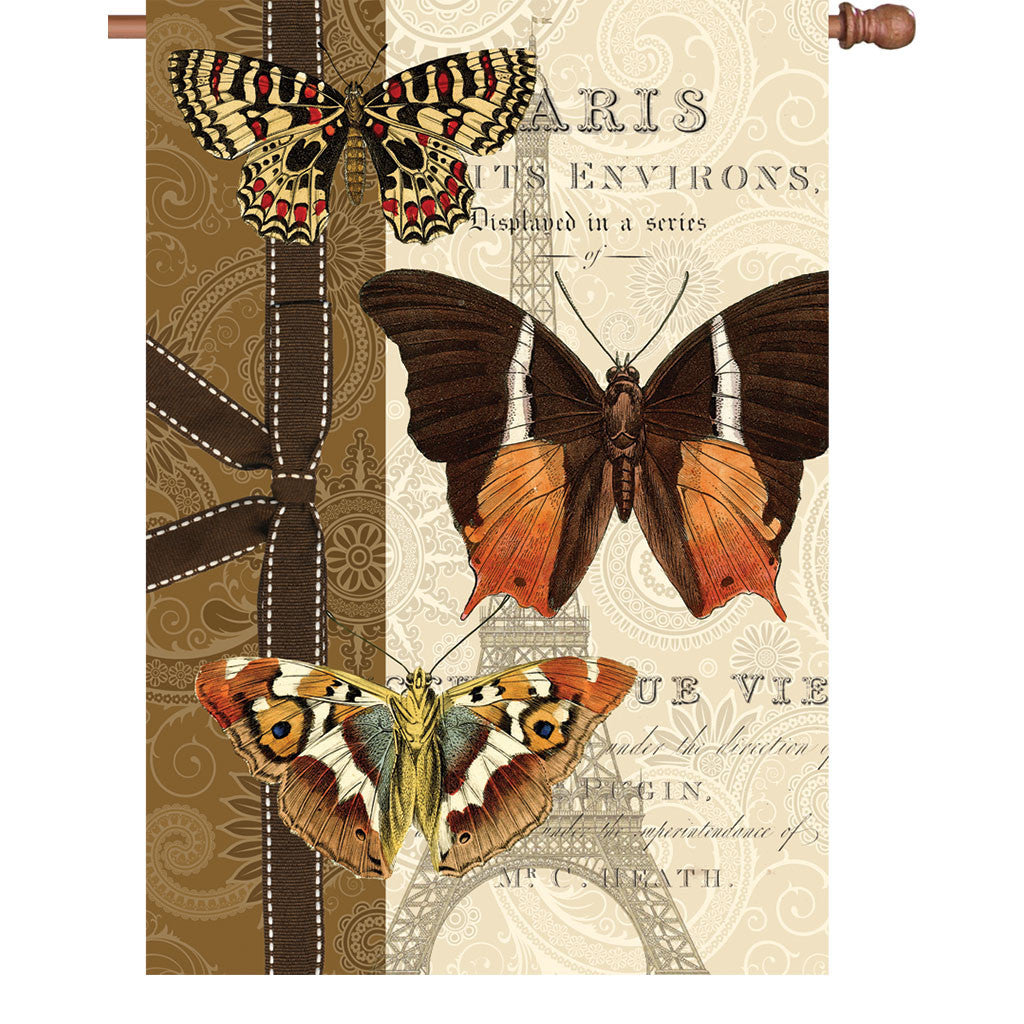 28 in. Heirloom Butterfly House Flag - Parisian Pappillon
