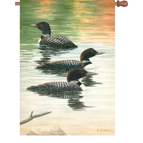 28 in. Loon House Flag - Late Summer Trio