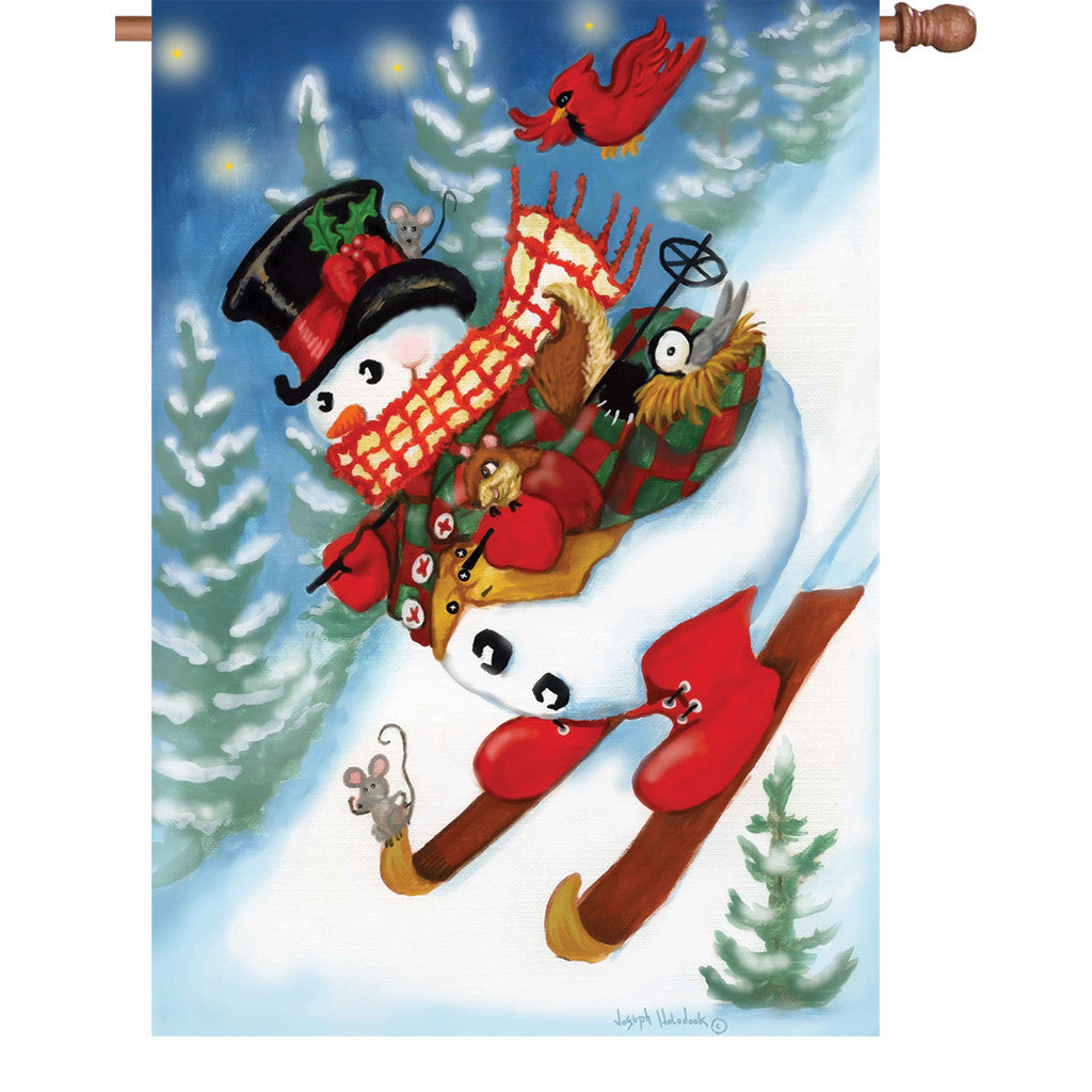 28 in. Christmas House Flag - Ski Party