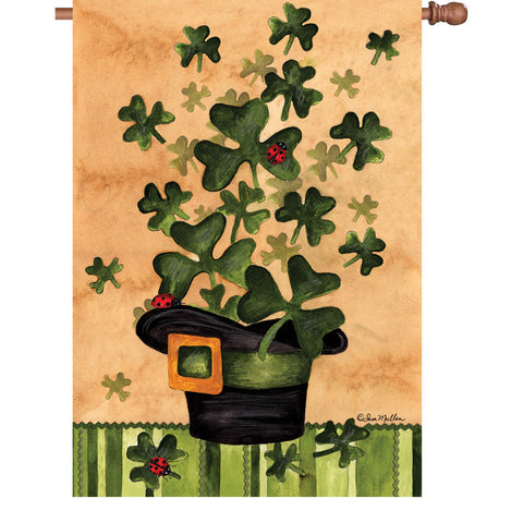 28 in. St. Patty's Day House Flag - Shamrock Burst