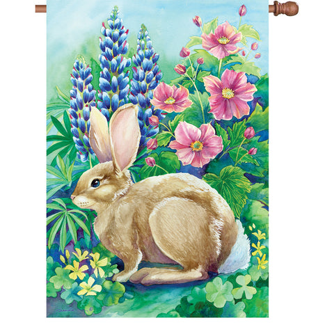 28 in. Bunny House Flag - Garden Rabbit