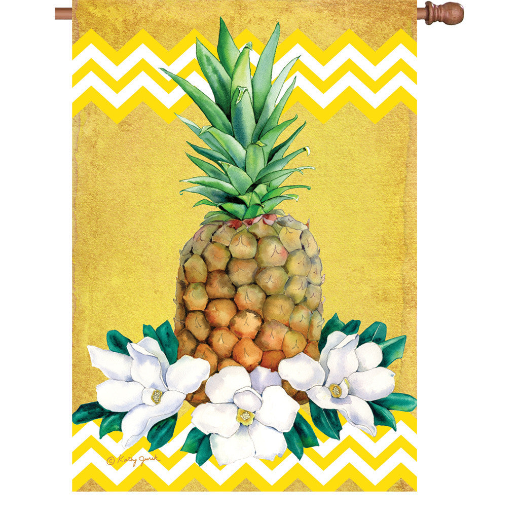 28 in. Tropical House Flag - Pineapple