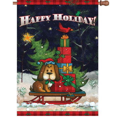 28 in. Christmas Dog House Flag - Doggone Happy Holiday