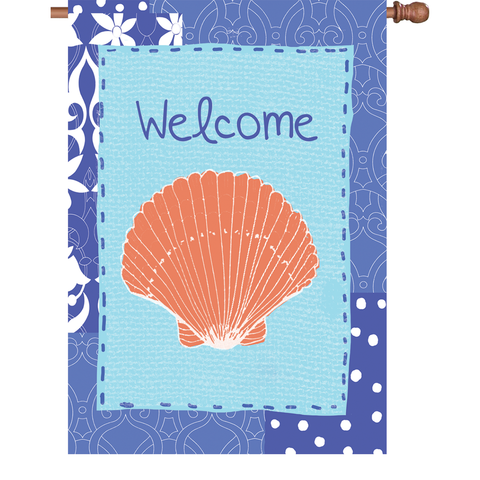 28 in. Welcome House Flag - Coastal Shell