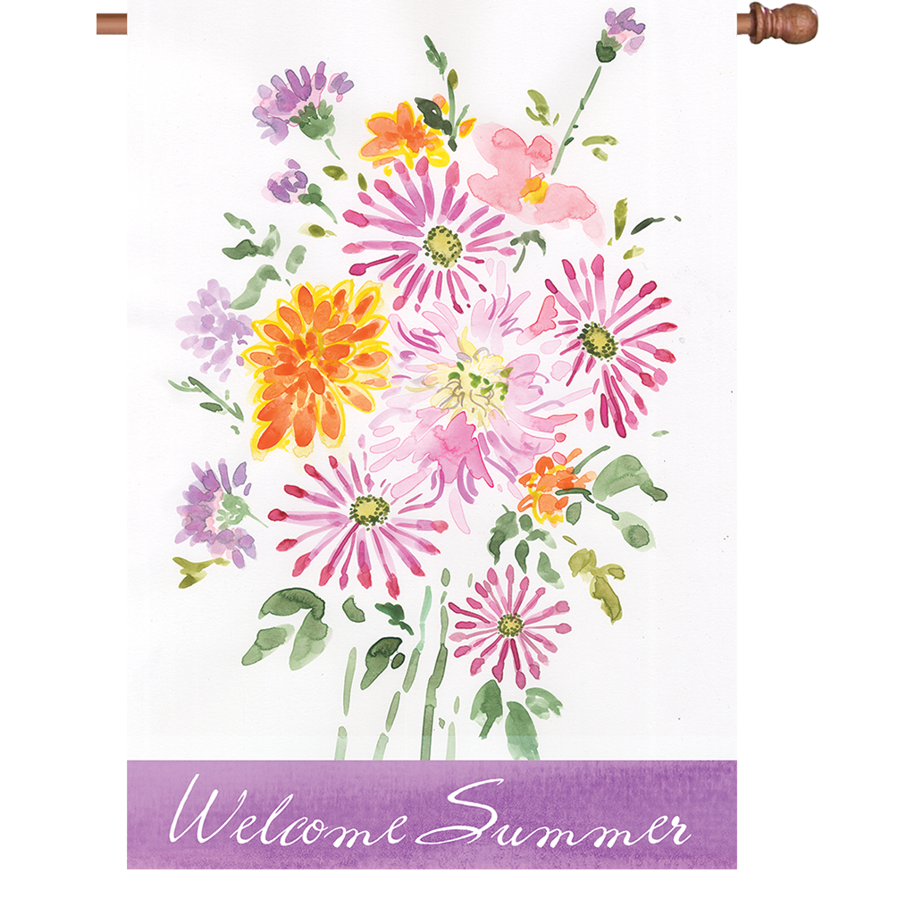 28 in. Summer Flowers House Flag - Summer Bouquet