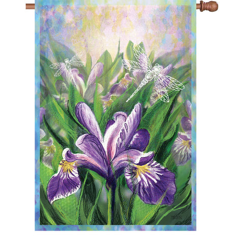 28 in. Flowers House Flag - Blue Iris
