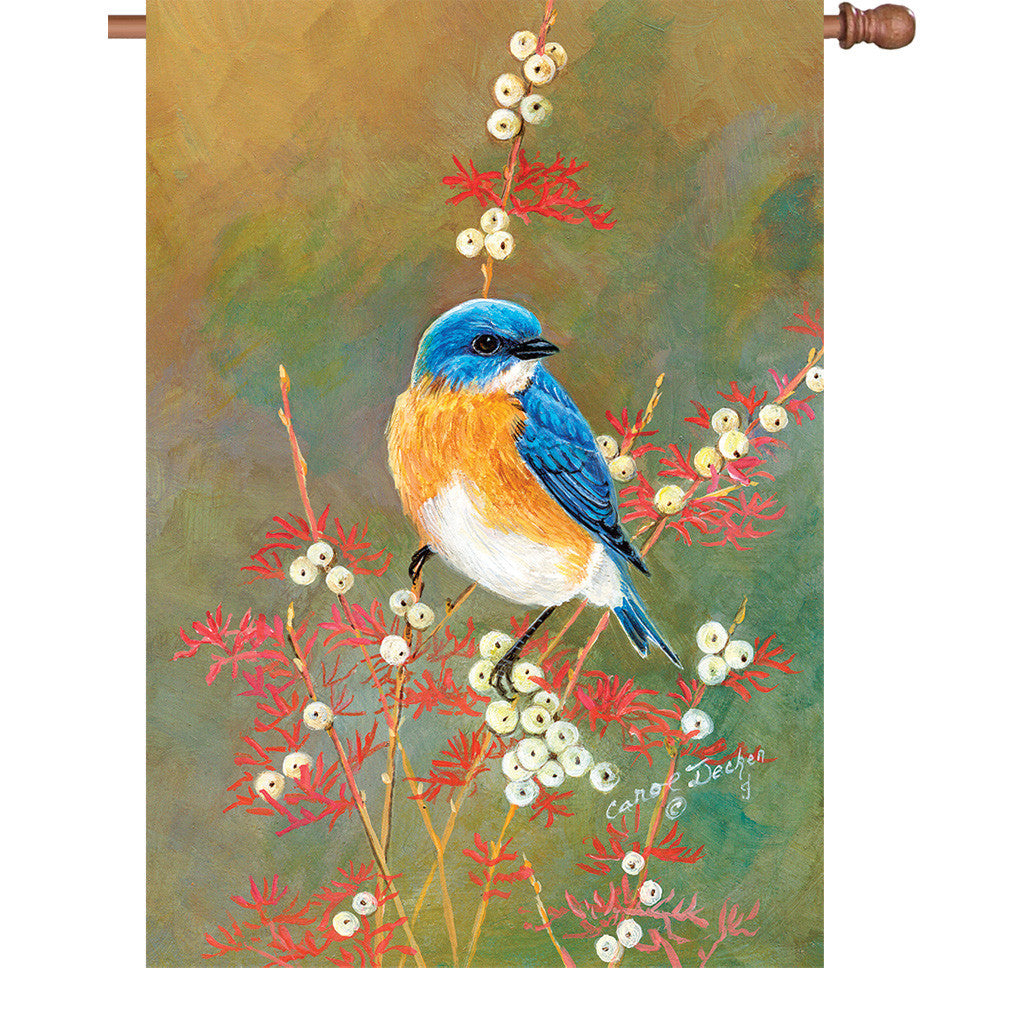 28 in. Bird House Flag - Bluebird Beauty