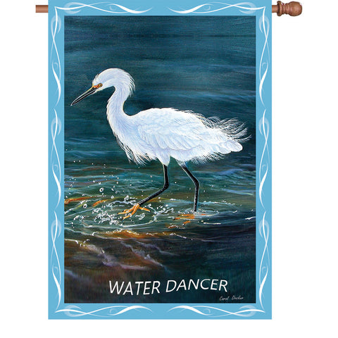 28 in. Egret House Flag - Water Dancer