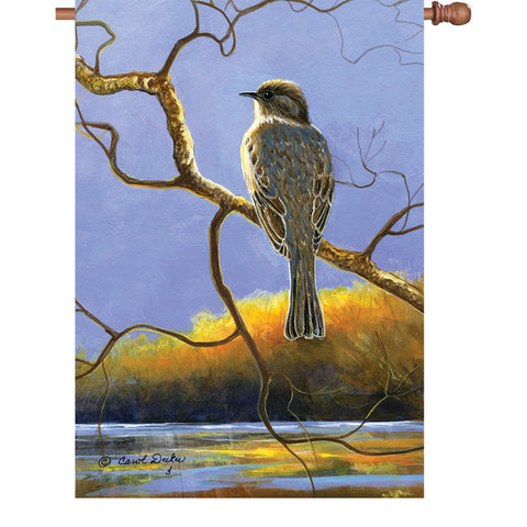 28 in. Autumn Bird House Flag - Phoebe