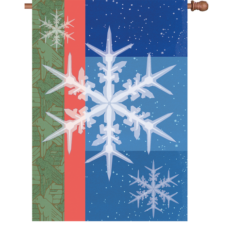 28 in. Christmas House Flag - Snowflakes