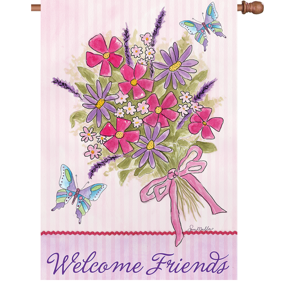 28 in. Welcome House Flag - Bouquet for Friends
