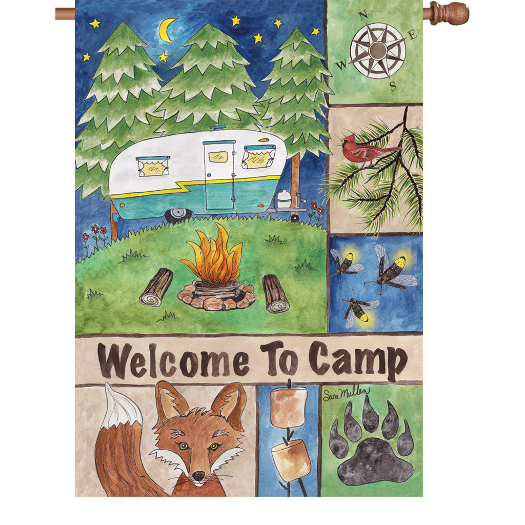 28 in. Camping House Flag - Welcome to Camp