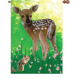 28 in. Baby Deer House Flag - Babes in the Woods
