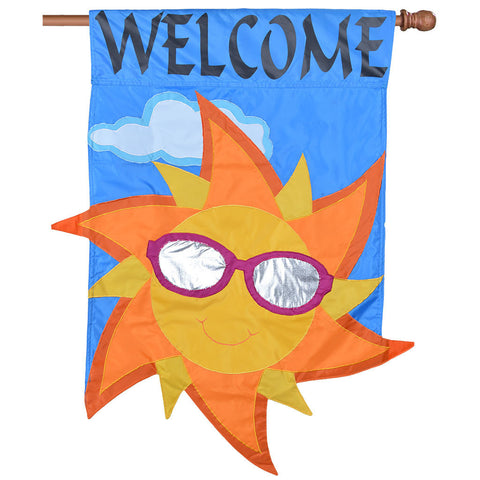 Double-Sided Summer Sun House Applique Flag - Welcome Sun