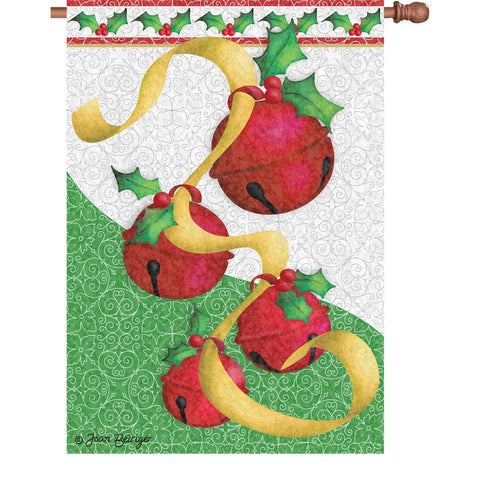 28 in. Christmas House Flag - Holiday Bells