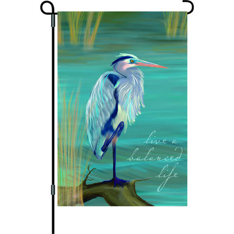 12 in. Blue Heron Garden Flag - A Balanced Life