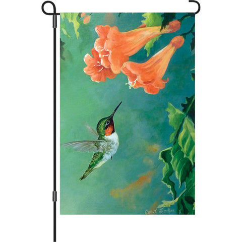 12 in. Springtime Bird Garden Flag - Hummingbird and Trumpet Vine