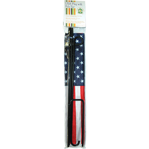 12 in. American Garden Flag - U.S.A. - American Flag with Pole Package