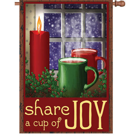 28 in. Winter Holiday House Flag - Cup of Joy