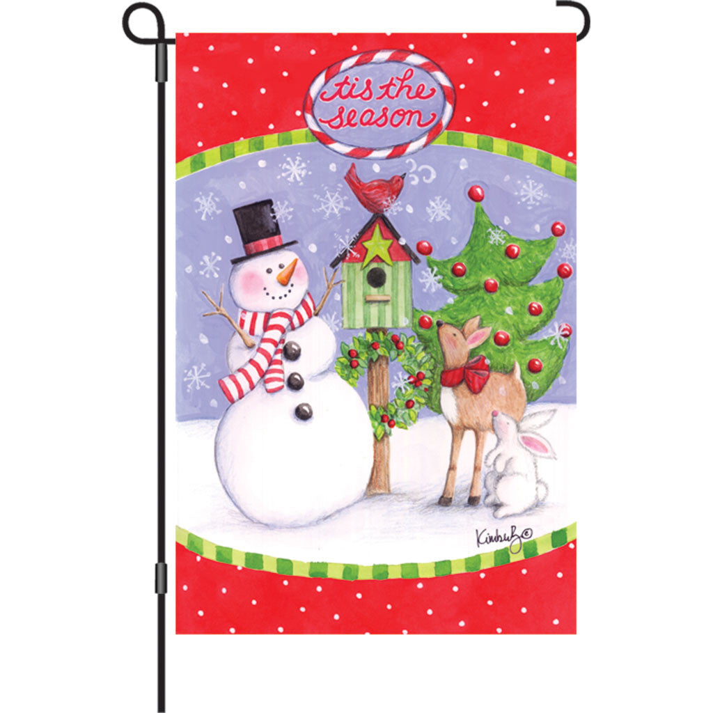 12 in. Snowman & Reindeer Garden Flag - Festive Friends