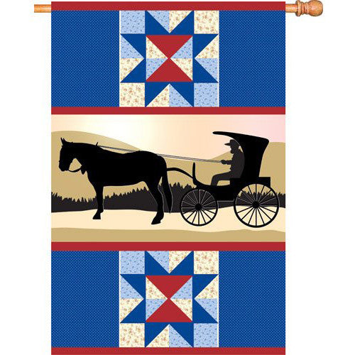 28 in. Country Farm House Flag - Amish Country