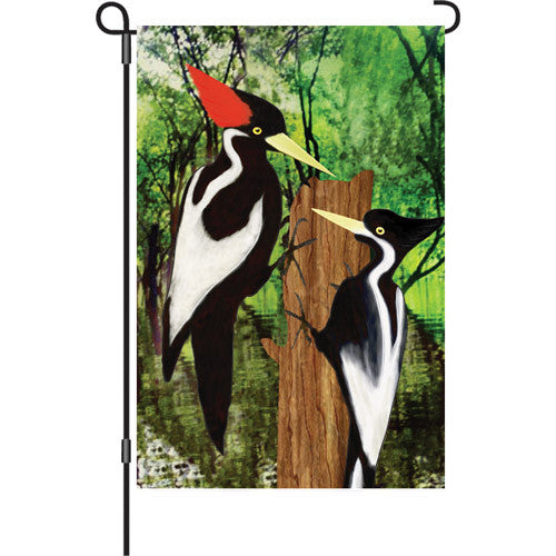12 in. Bird Garden Flag - Ivory Woodpecker