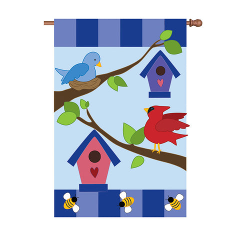 36 in. Birdhouses Applique Flag - Nice to Hang Out