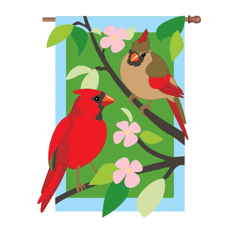 36 in. Cardinals Applique Flag - Springtime Love