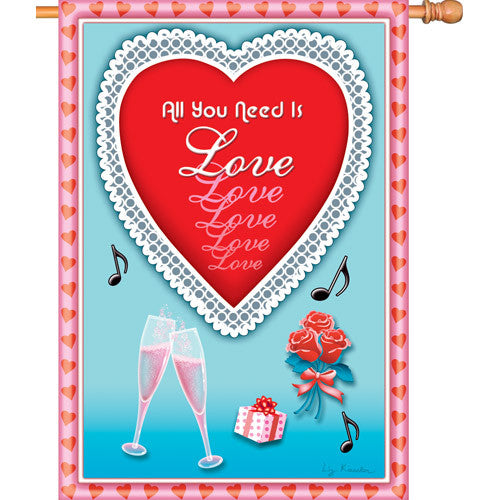 28 in. Valentine's Day House Flag - All You Need is Love