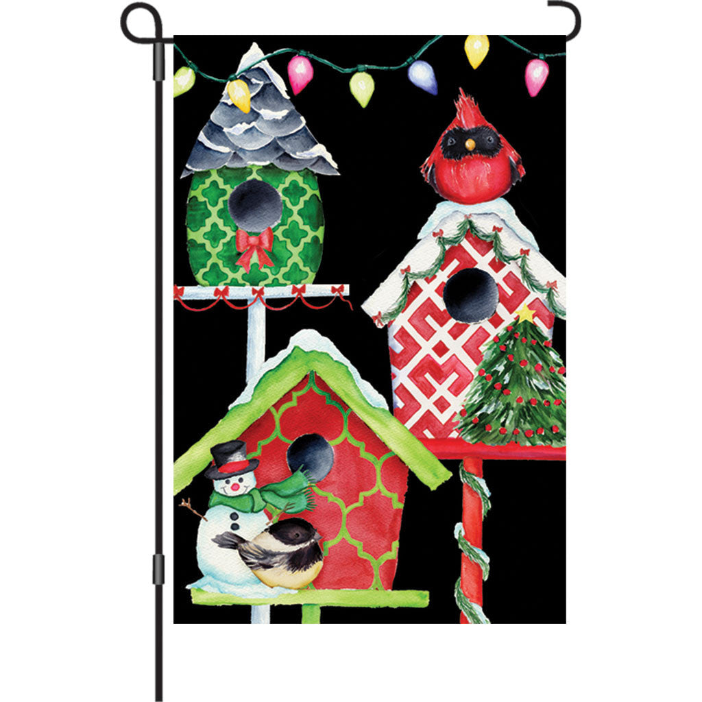 12 in. Christmas Garden Flag - Christmas Birdhouse