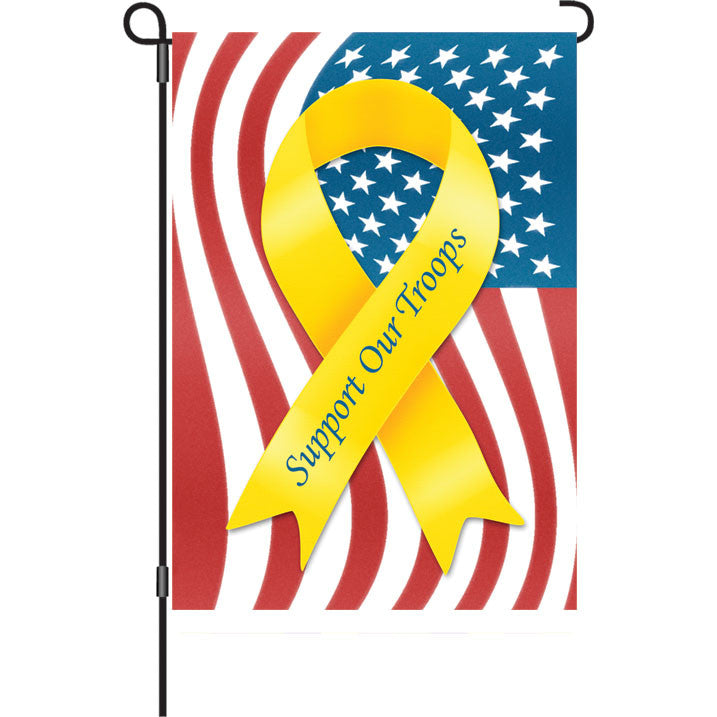 12 in. Memorial Day Patriotic Garden Flag - Support Our Troops