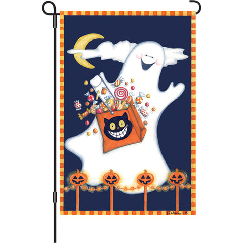 12 in. Halloween Garden Flag - Candy Ghost