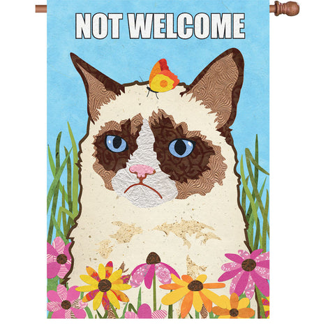 28 in. Funny Cat House Flag - Not Welcome