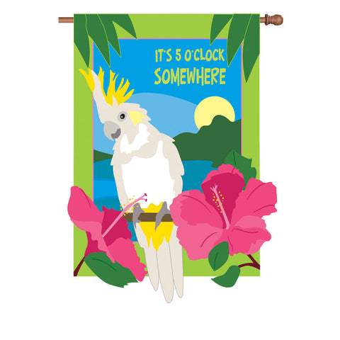 36 in. It's 5 O'Clock Somewhere Applique Flag - Somewhere In Paradise