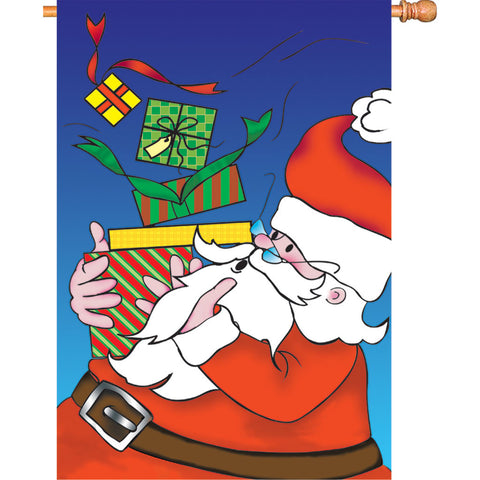 28 in. Christmas House Flag - Santa's Gifts