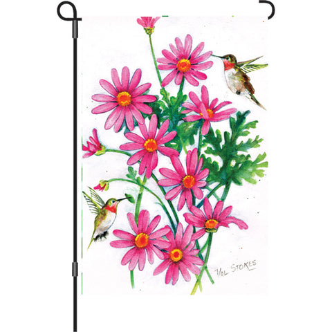 12 in. Springtime Floral Garden Flag - Pink Daisies
