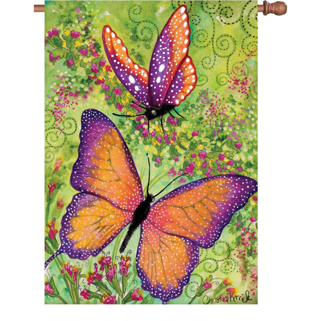 28 in. Butterfly House Flag - Butterfly Sparkles