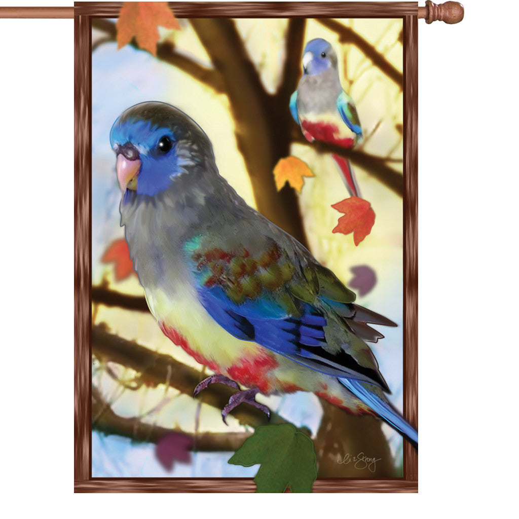 28 in. Bird House Flag - Autumn Blue Bonnets