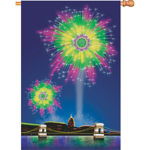 28 in. Fourth of July House Flag - Fireworks Fantasy