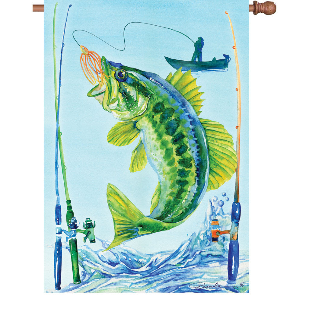 28 in. Fishing House Flag - Bass Fish