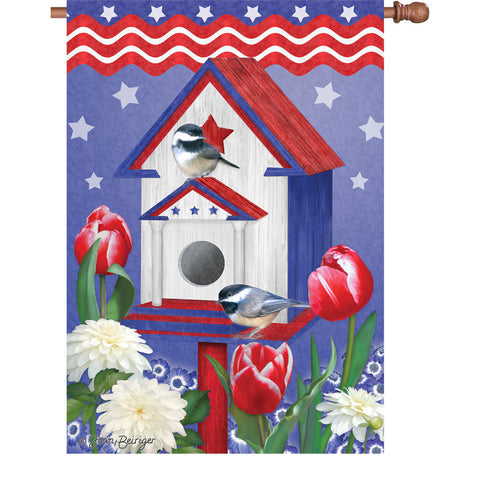 28 in. Summer Bird House Flag - Patriotic Birdhouses