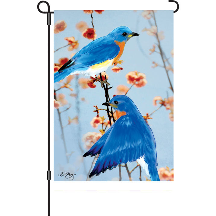 12 in. Bird Garden Flag - Bluebirds in the Spring