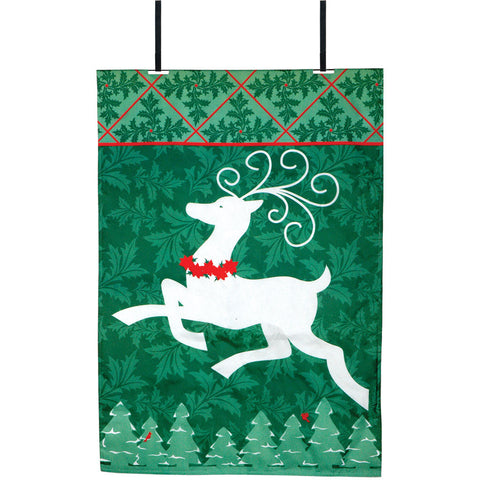 Joyful Reindeer Christmas Fiber-Optic Door Flag