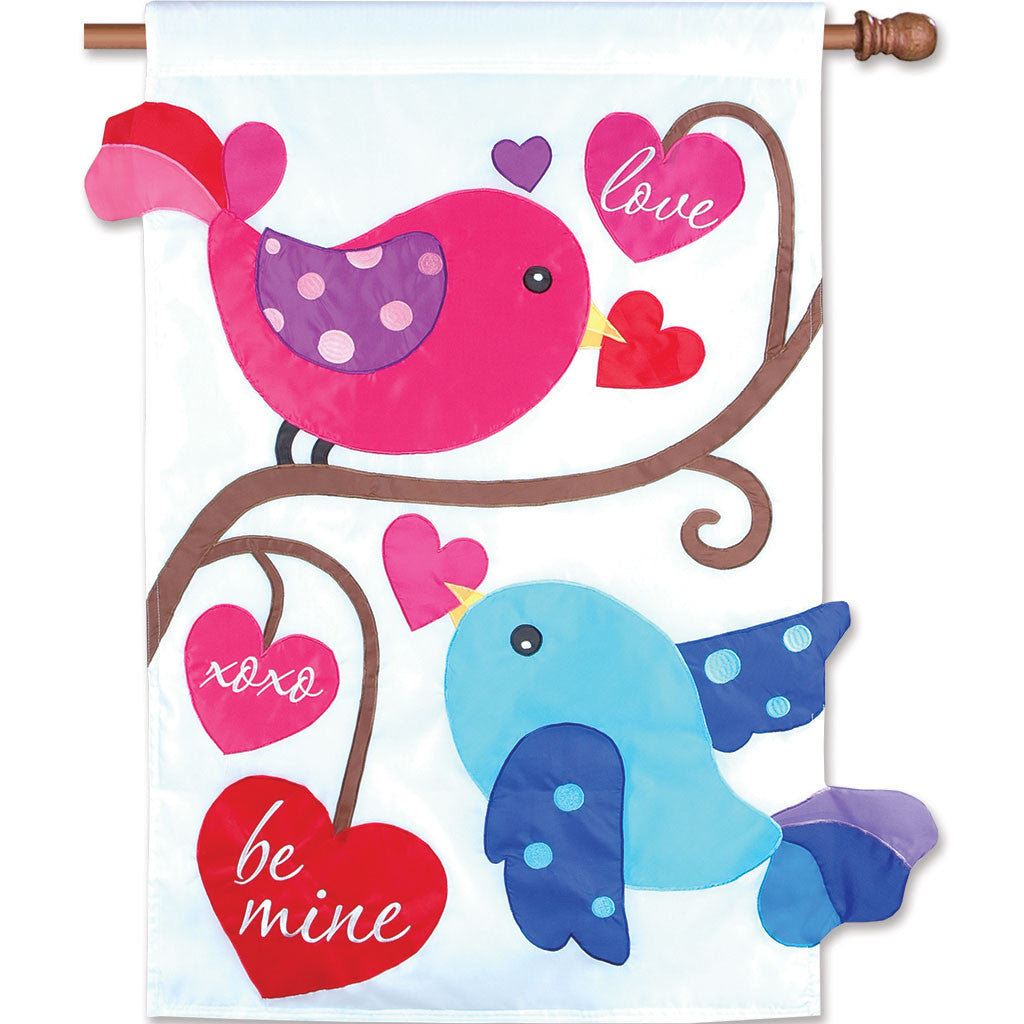 Double-Sided Valentine's Day Applique Flag - Love Birds