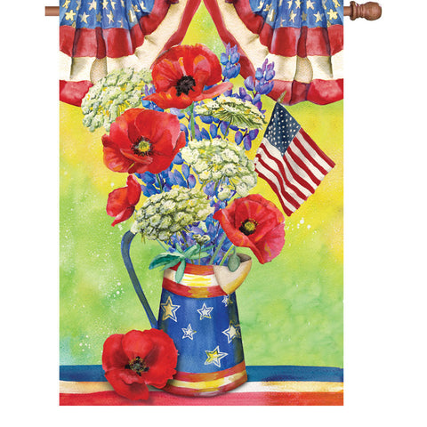 28 in. Memorial Day House Flag - Patriotic Bouquet