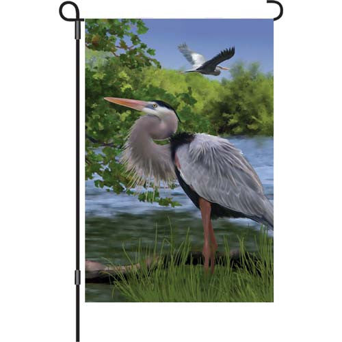 12 in. Marsh Bird Garden Flag - Majestic Heron
